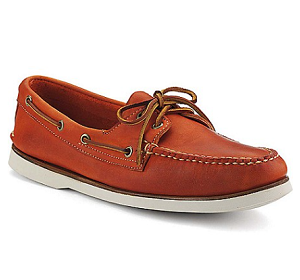 Authentic Original Boat Shoe by Made in Maine - Red-Orange Leather